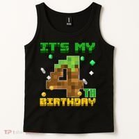 Birthday Boy It'S My 4th Birthday Gamer Pixel Number Tank Top thumb 2