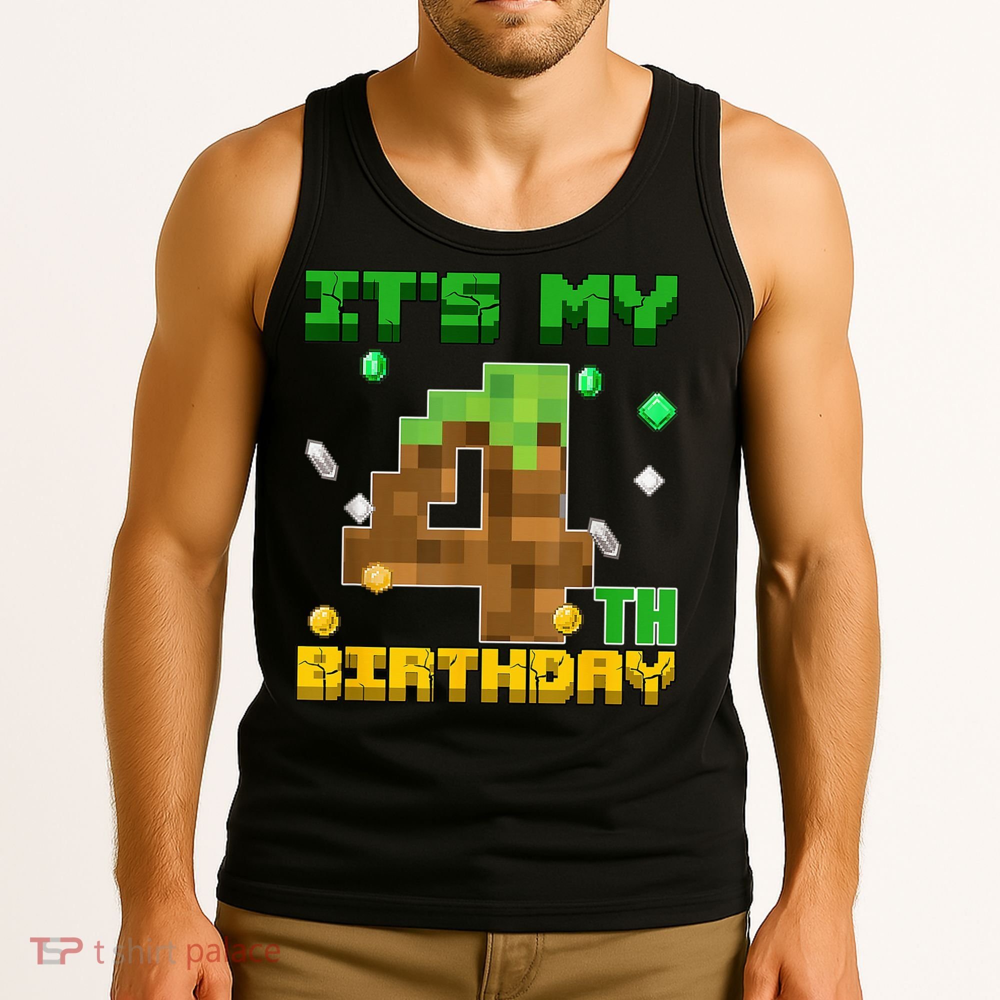 Birthday Boy It'S My 4th Birthday Gamer Pixel Number Tank Top