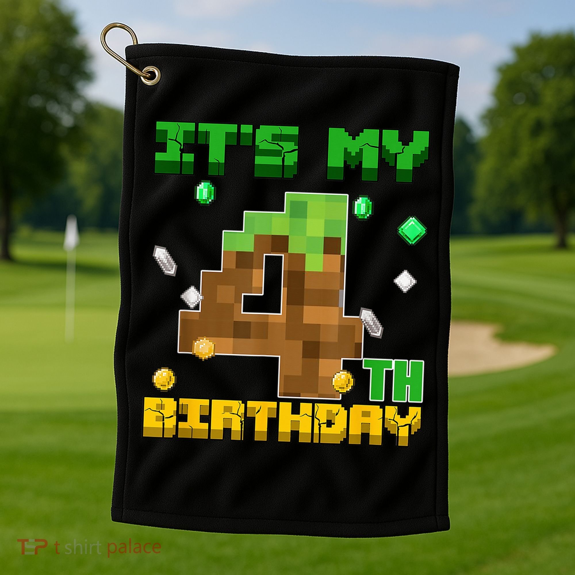 Birthday Boy It'S My 4th Birthday Gamer Pixel Number Golf Towel