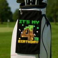 Birthday Boy It'S My 4th Birthday Gamer Pixel Number Golf Towel thumb 2