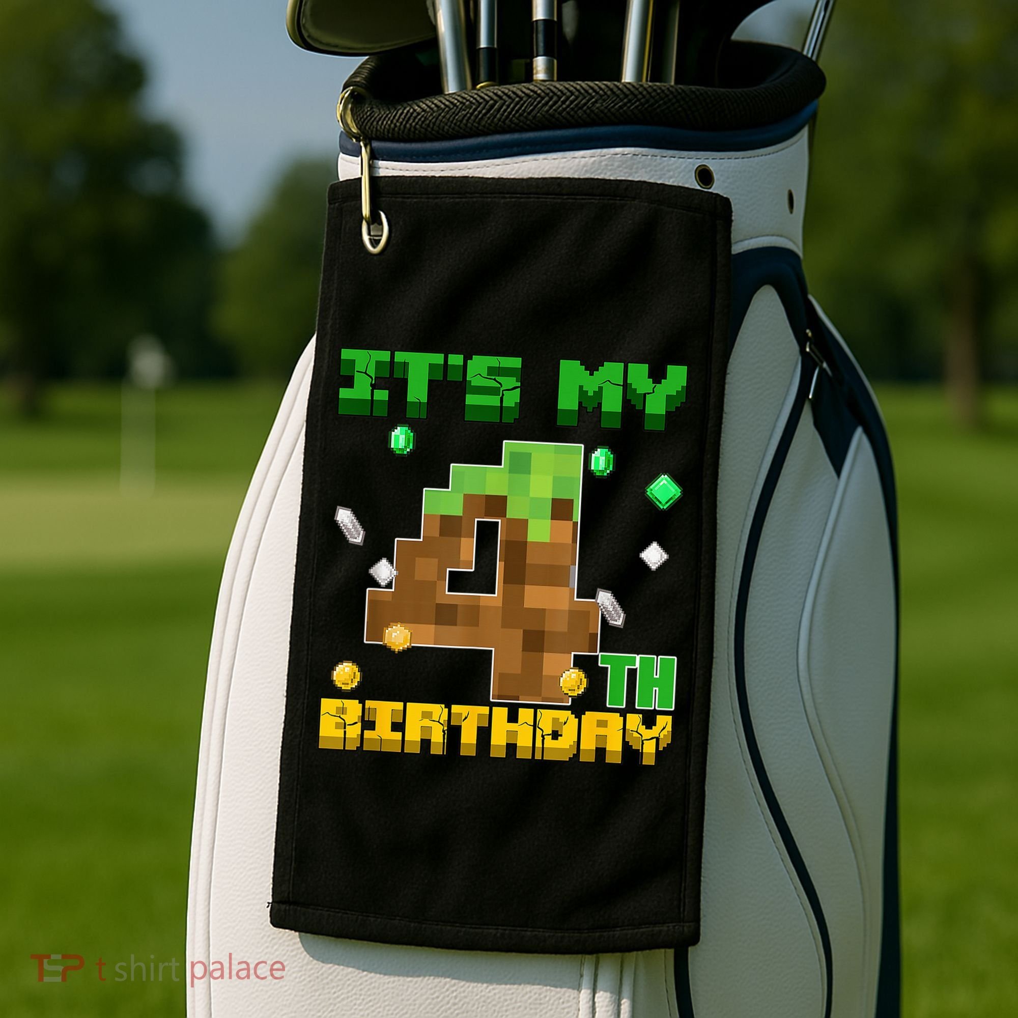 Birthday Boy It'S My 4th Birthday Gamer Pixel Number Golf Towel