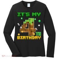 Birthday Boy It'S My 4th Birthday Gamer Pixel Number Women's Long Sleeve Shirt thumb 0