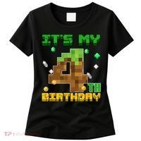 Birthday Boy It'S My 4th Birthday Gamer Pixel Number Women's T-Shirt thumb 0