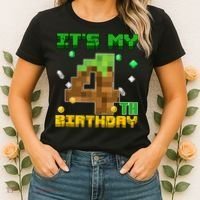 Birthday Boy It'S My 4th Birthday Gamer Pixel Number Women's T-Shirt thumb 2
