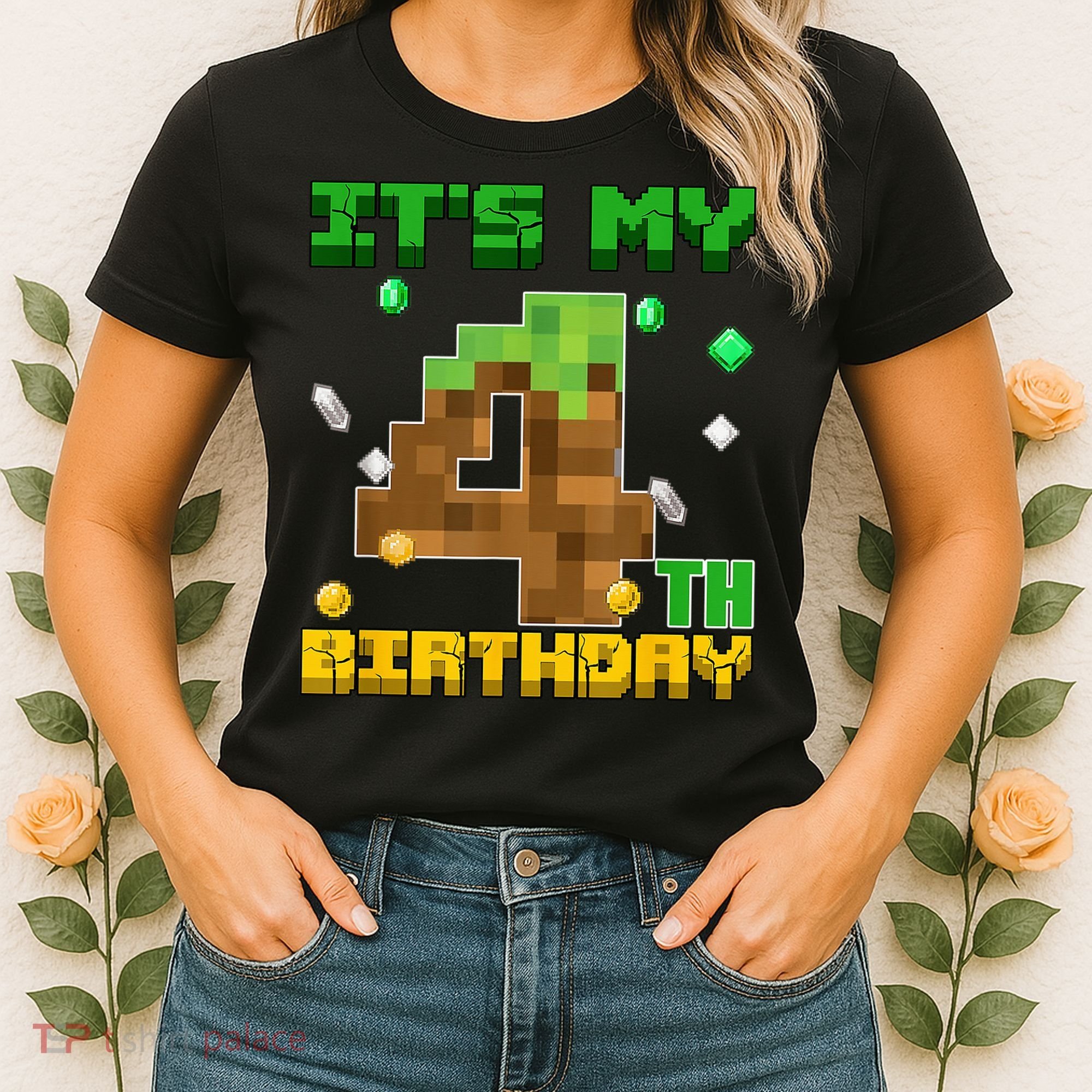 Birthday Boy It'S My 4th Birthday Gamer Pixel Number Women's T-Shirt
