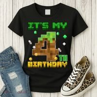 Birthday Boy It'S My 4th Birthday Gamer Pixel Number Women's T-Shirt thumb 3