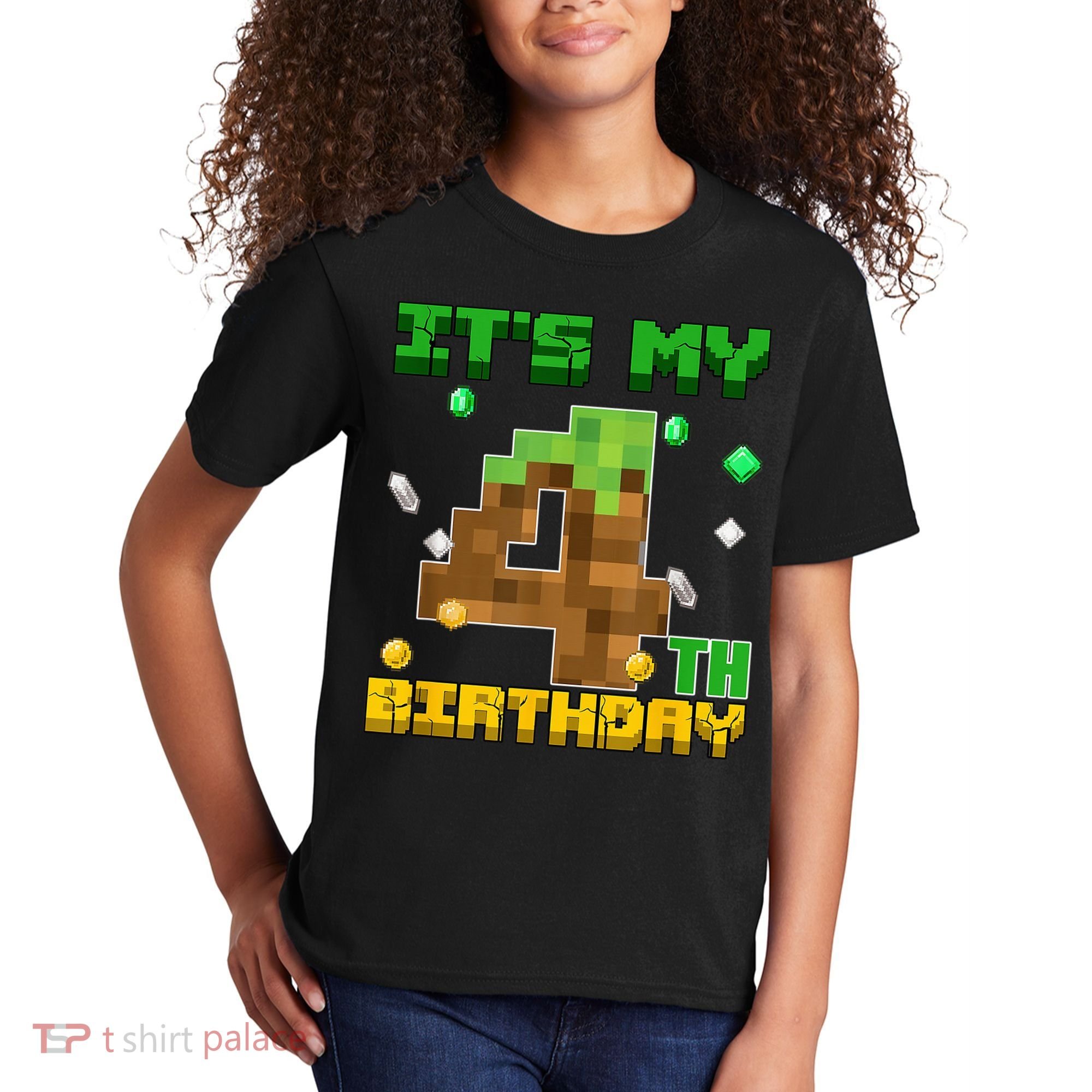 Birthday Boy It'S My 4th Birthday Gamer Pixel Number Kids T-Shirt