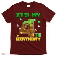 Birthday Boy It'S My 4th Birthday Gamer Pixel Number T-Shirt thumb 0