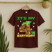 Birthday Boy It'S My 4th Birthday Gamer Pixel Number T-Shirt thumb 2