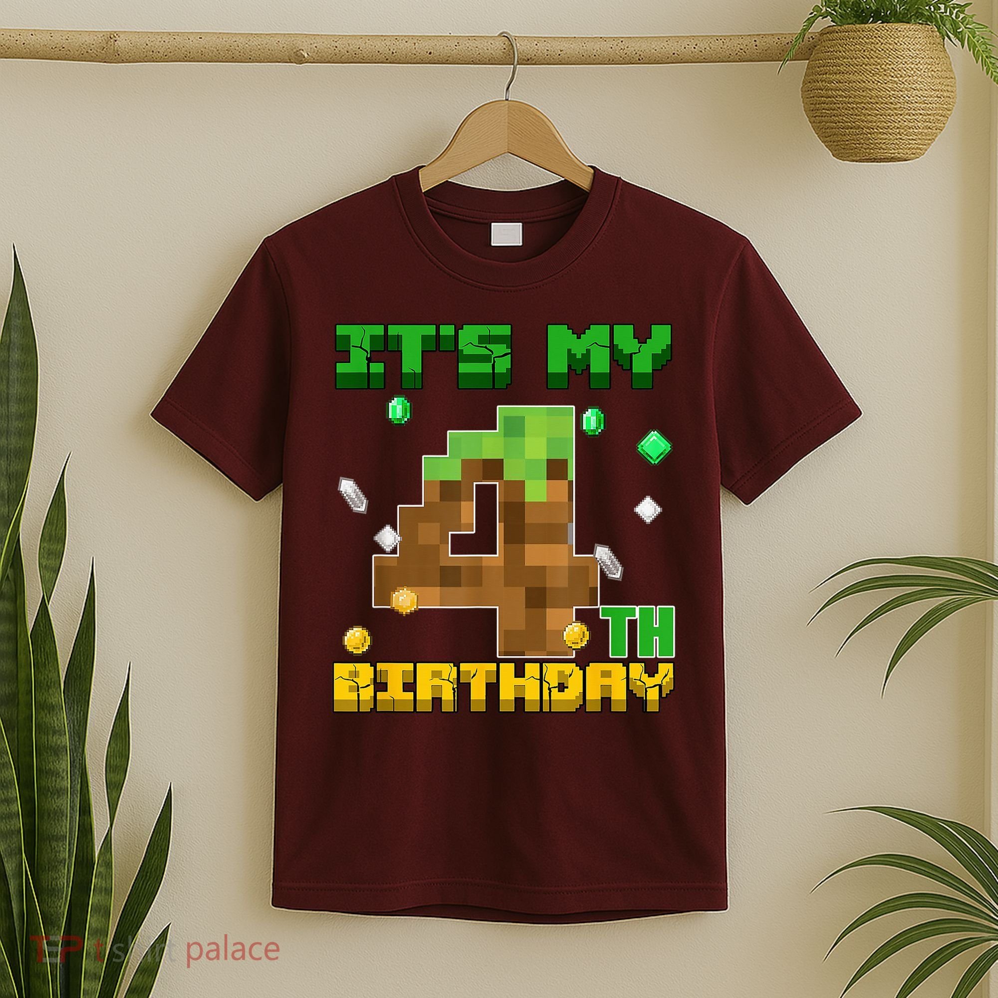 Birthday Boy It'S My 4th Birthday Gamer Pixel Number T-Shirt