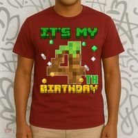 Birthday Boy It'S My 4th Birthday Gamer Pixel Number T-Shirt thumb 3