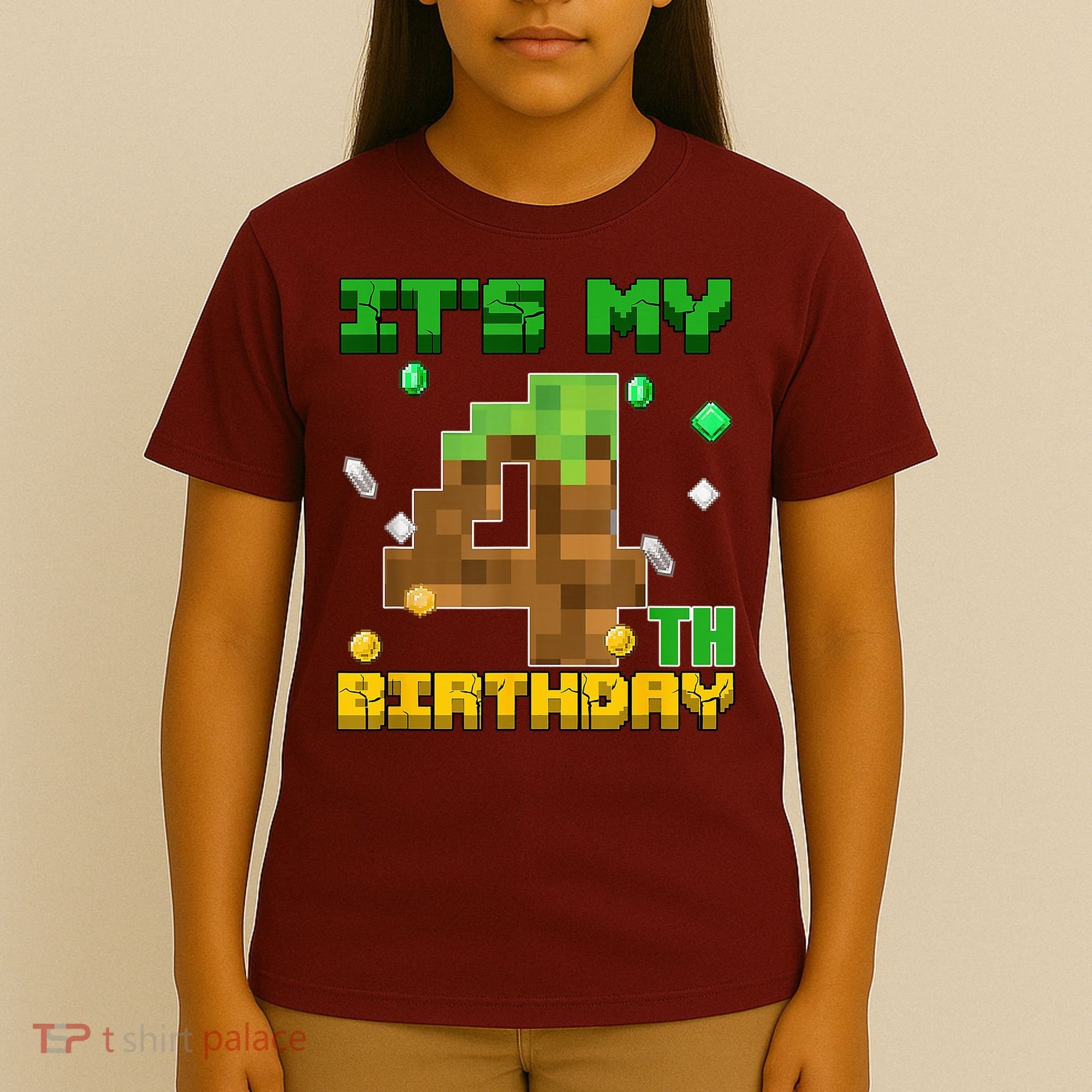 Birthday Boy It'S My 4th Birthday Gamer Pixel Number T-Shirt