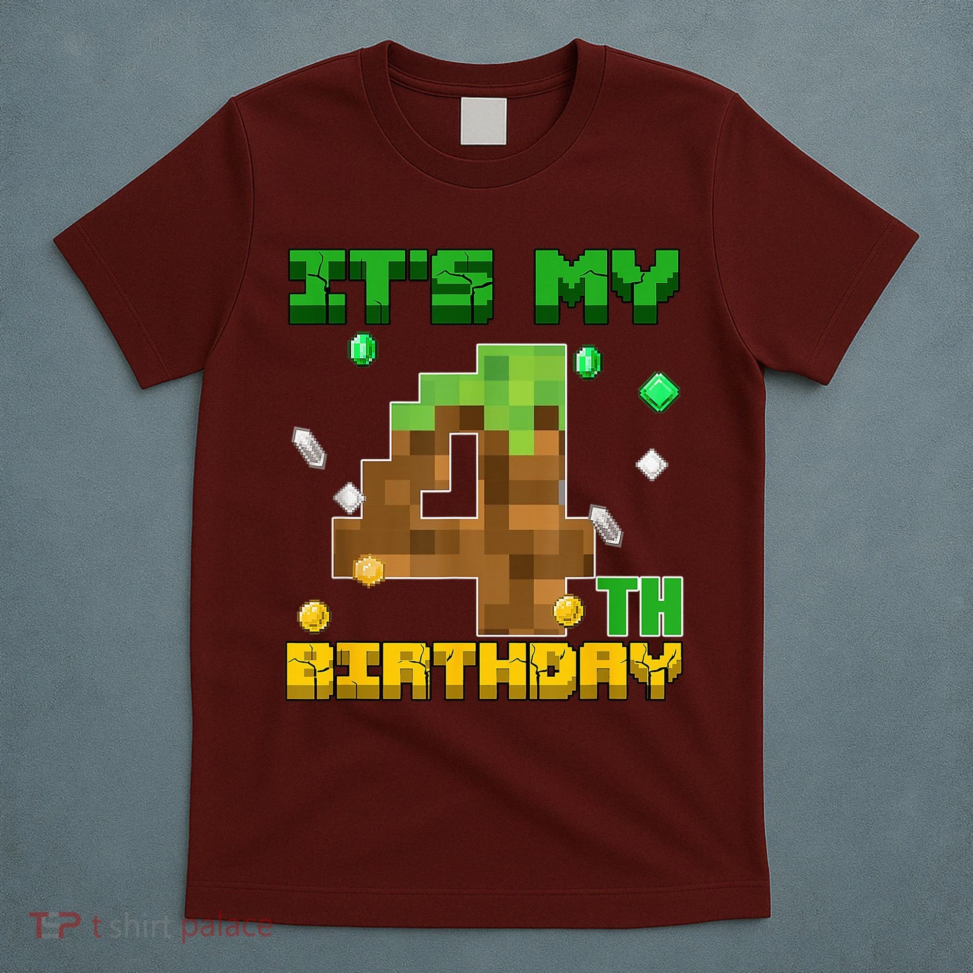 Birthday Boy It'S My 4th Birthday Gamer Pixel Number T-Shirt
