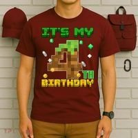 Birthday Boy It'S My 4th Birthday Gamer Pixel Number T-Shirt thumb 6