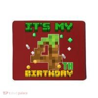 Birthday Boy It'S My 4th Birthday Gamer Pixel Number Mousepad thumb 0