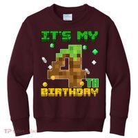 Birthday Boy It'S My 4th Birthday Gamer Pixel Number Kids Sweatshirt thumb 0