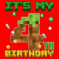 Birthday Boy It'S My 4th Birthday Gamer Pixel Number Santa Hat thumb 1