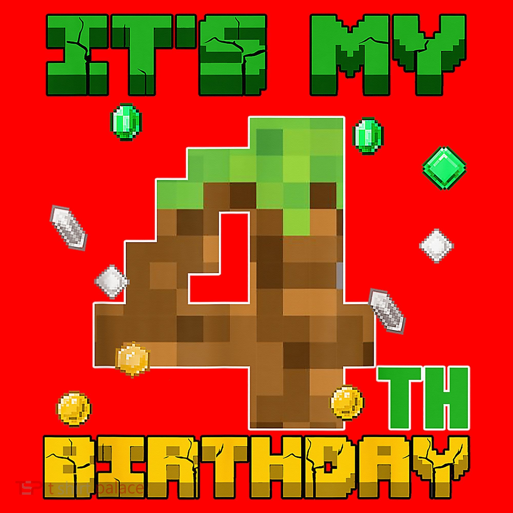 Birthday Boy It'S My 4th Birthday Gamer Pixel Number Santa Hat