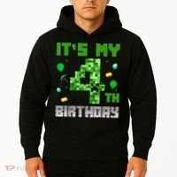Birthday Boy It'S My 4th Birthday Video Game Pixel Hoodie thumb 2