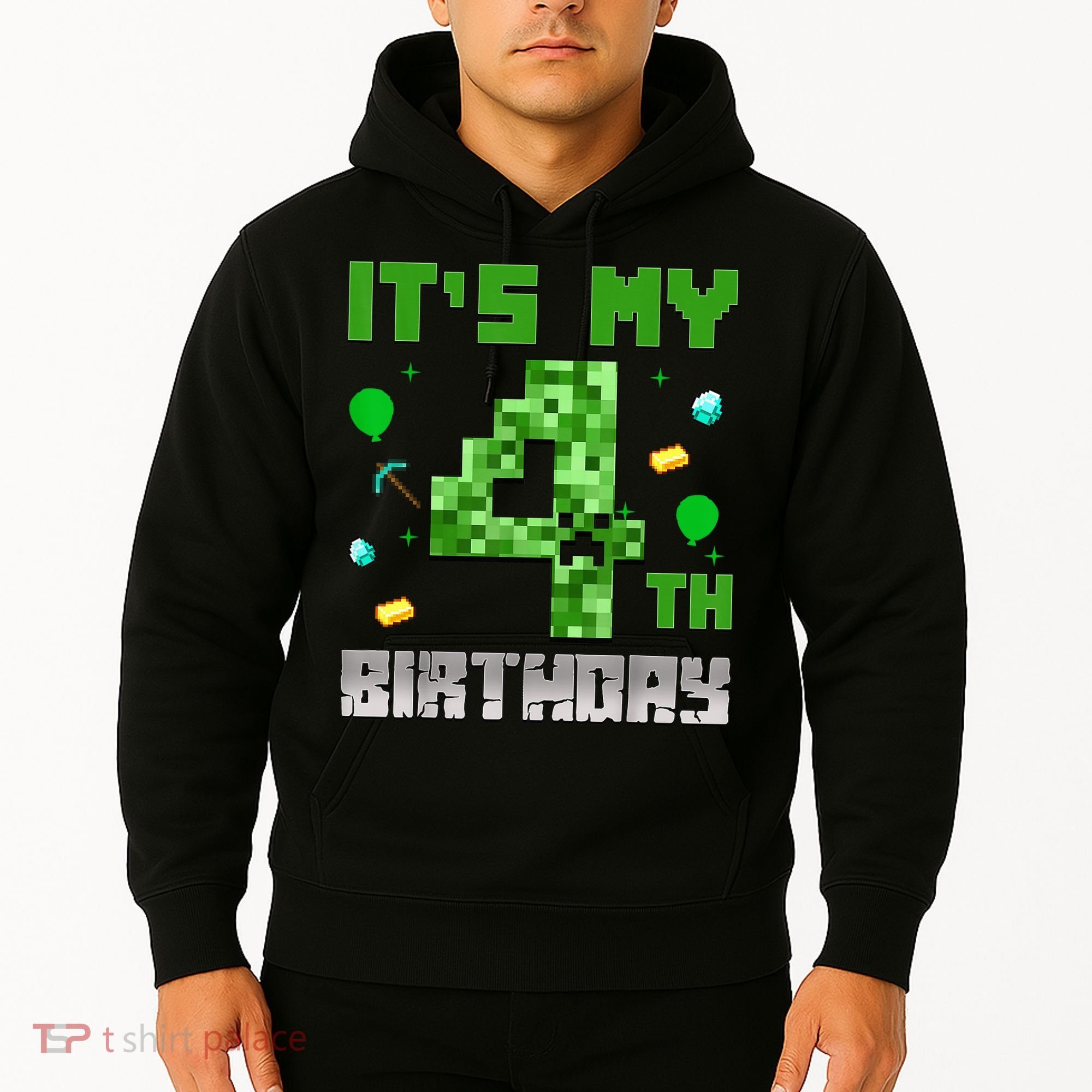 Birthday Boy It'S My 4th Birthday Video Game Pixel Hoodie