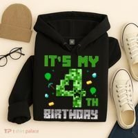 Birthday Boy It'S My 4th Birthday Video Game Pixel Hoodie thumb 4