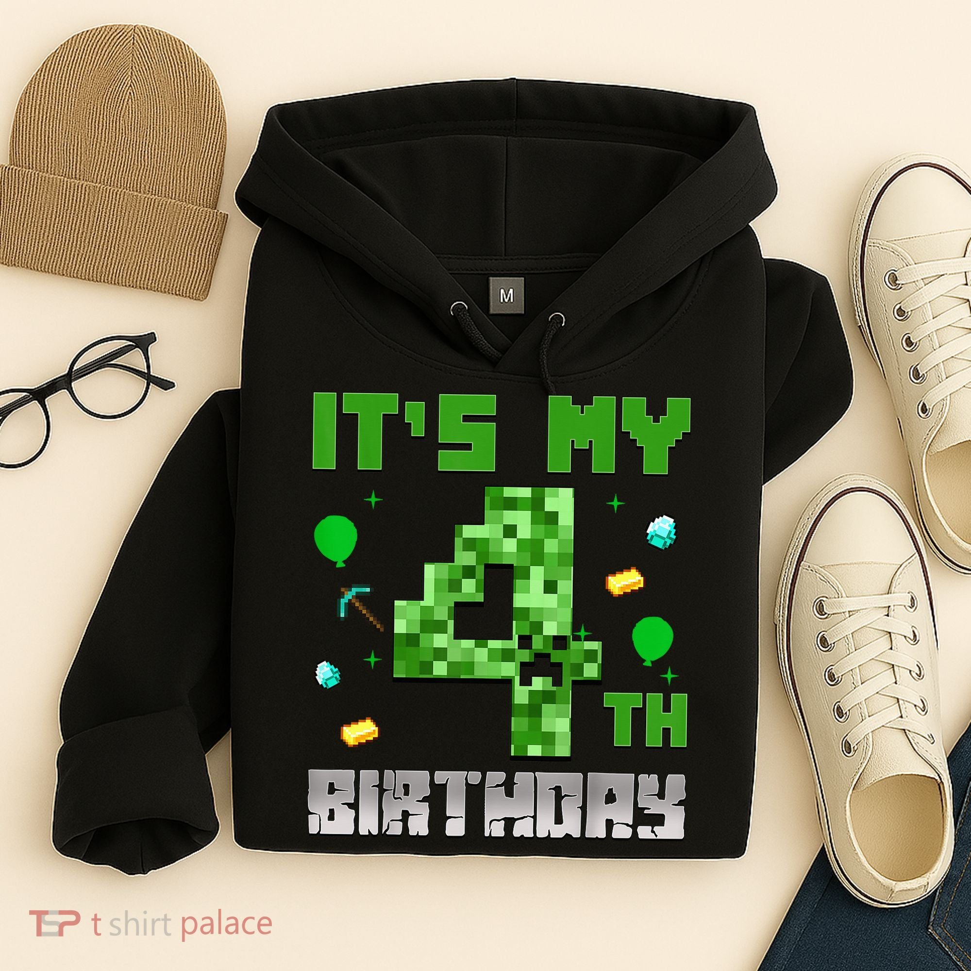 Birthday Boy It'S My 4th Birthday Video Game Pixel Hoodie