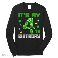 Birthday Boy It'S My 4th Birthday Video Game Pixel Long Sleeve Shirt thumb 0
