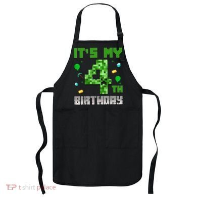 Birthday Boy It'S My 4th Birthday Video Game Pixel Apron