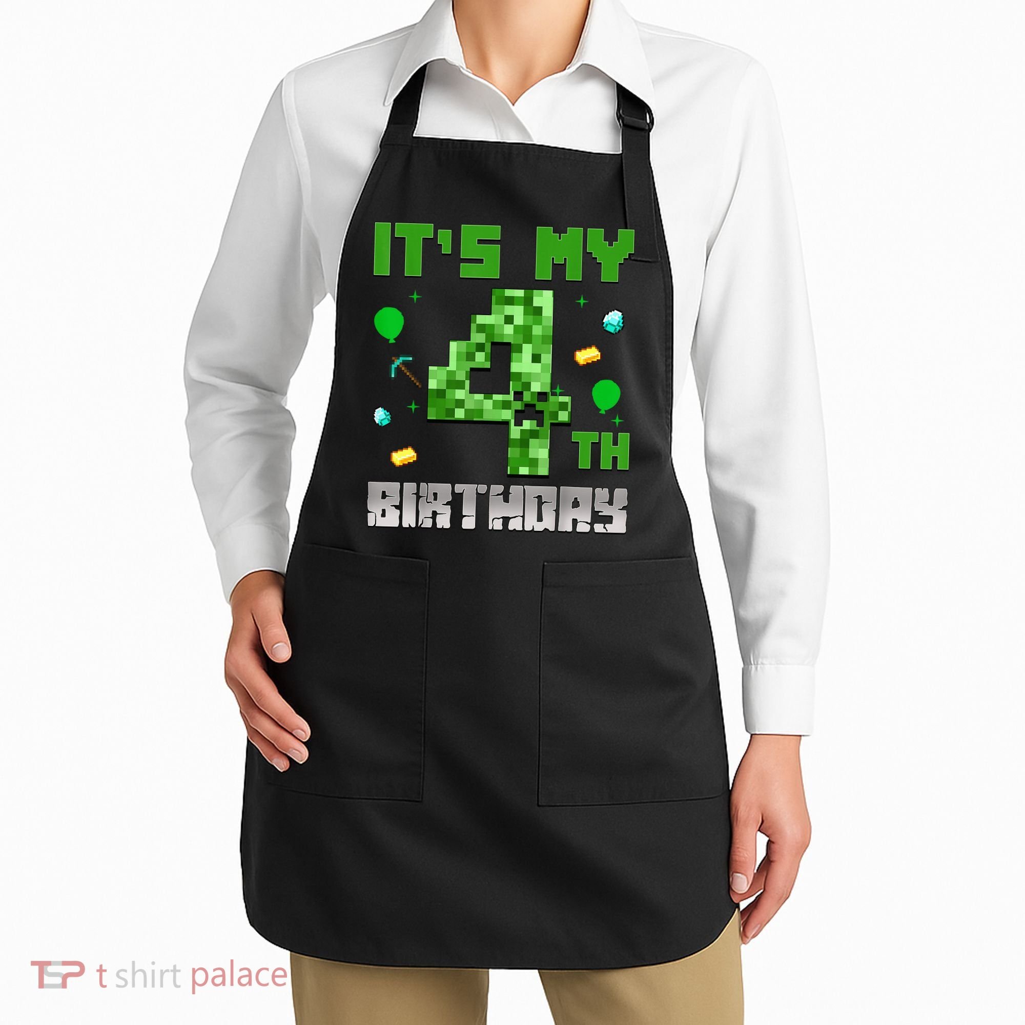Birthday Boy It'S My 4th Birthday Video Game Pixel Apron
