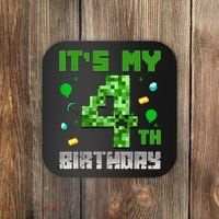 Birthday Boy It'S My 4th Birthday Video Game Pixel Coaster thumb 0