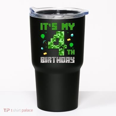 Birthday Boy It'S My 4th Birthday Video Game Pixel Tumbler