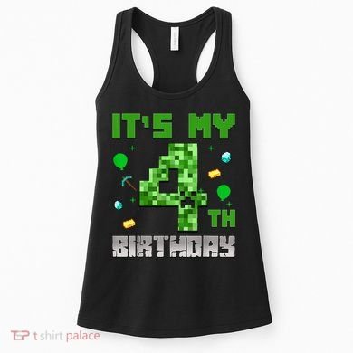 Birthday Boy It'S My 4th Birthday Video Game Pixel Women's Tank Top