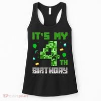 Birthday Boy It'S My 4th Birthday Video Game Pixel Women's Tank Top thumb 0