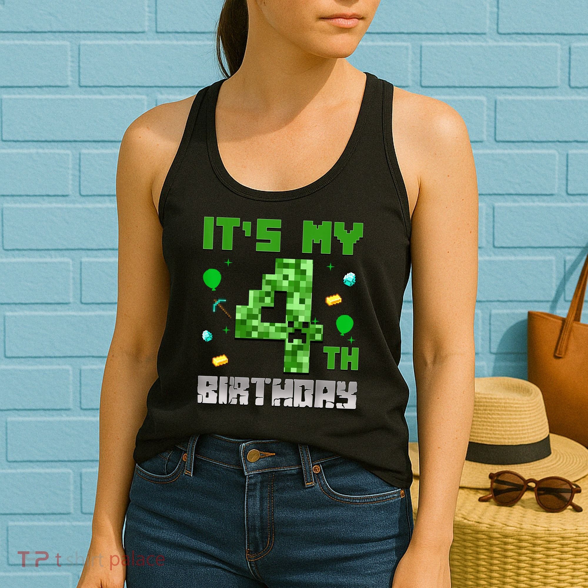 Birthday Boy It'S My 4th Birthday Video Game Pixel Women's Tank Top