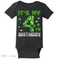Birthday Boy It'S My 4th Birthday Video Game Pixel Baby Bodysuit thumb 0