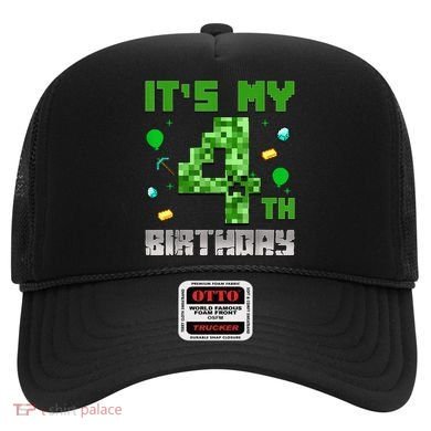 Birthday Boy It'S My 4th Birthday Video Game Pixel Hat