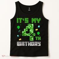 Birthday Boy It'S My 4th Birthday Video Game Pixel Tank Top thumb 2