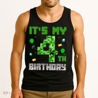 Birthday Boy It'S My 4th Birthday Video Game Pixel Tank Top thumb 3