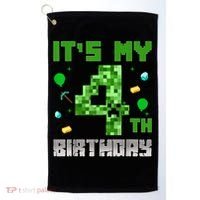 Birthday Boy It'S My 4th Birthday Video Game Pixel Golf Towel thumb 0