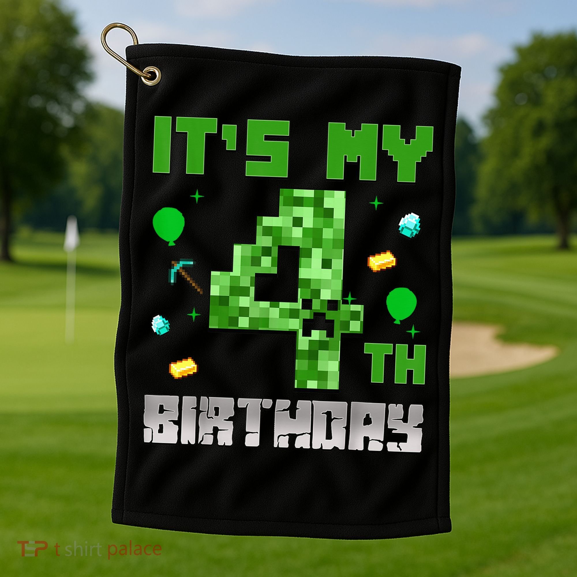 Birthday Boy It'S My 4th Birthday Video Game Pixel Golf Towel