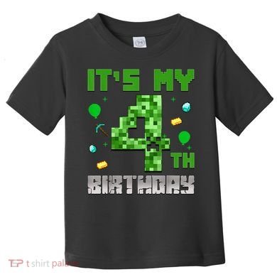 Birthday Boy It'S My 4th Birthday Video Game Pixel Toddler T-Shirt