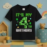 Birthday Boy It'S My 4th Birthday Video Game Pixel Toddler T-Shirt thumb 3