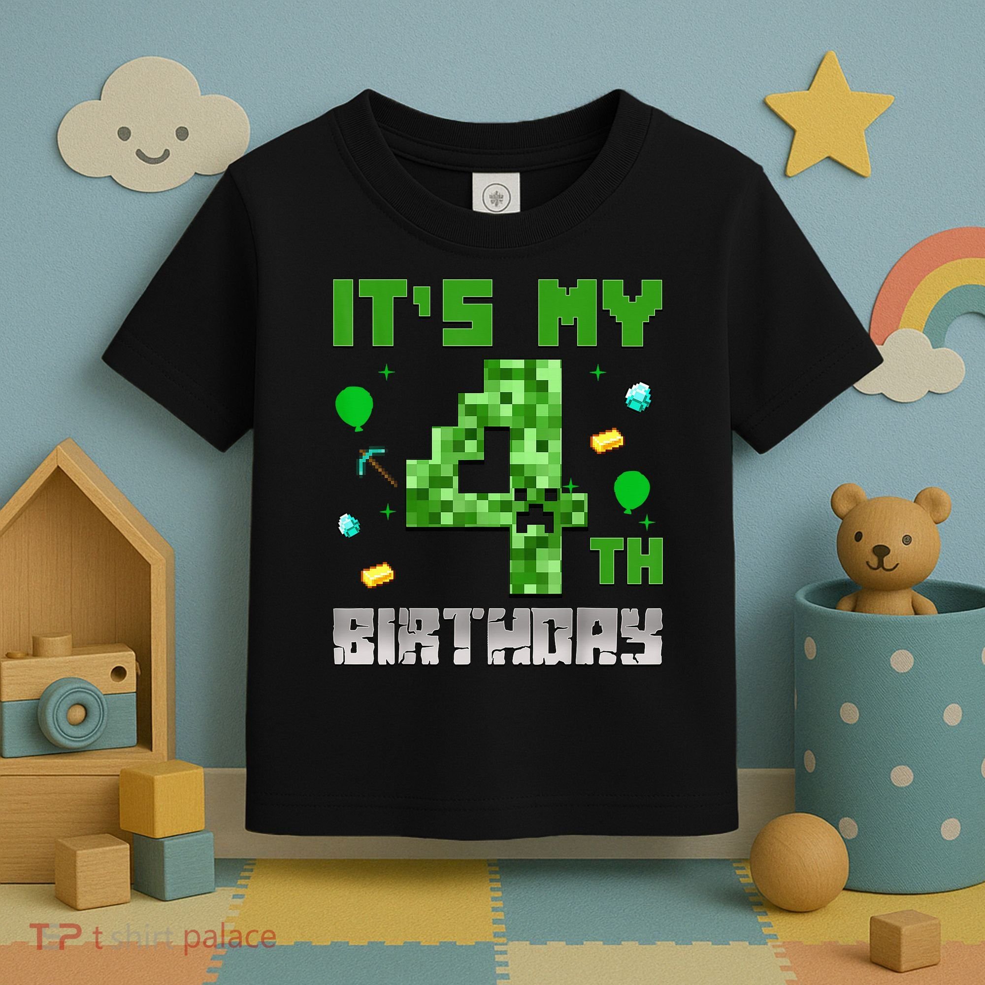 Birthday Boy It'S My 4th Birthday Video Game Pixel Toddler T-Shirt
