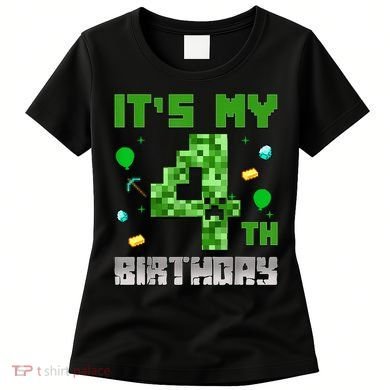 Birthday Boy It'S My 4th Birthday Video Game Pixel Women's T-Shirt