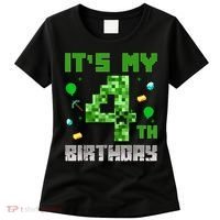 Birthday Boy It'S My 4th Birthday Video Game Pixel Women's T-Shirt thumb 0