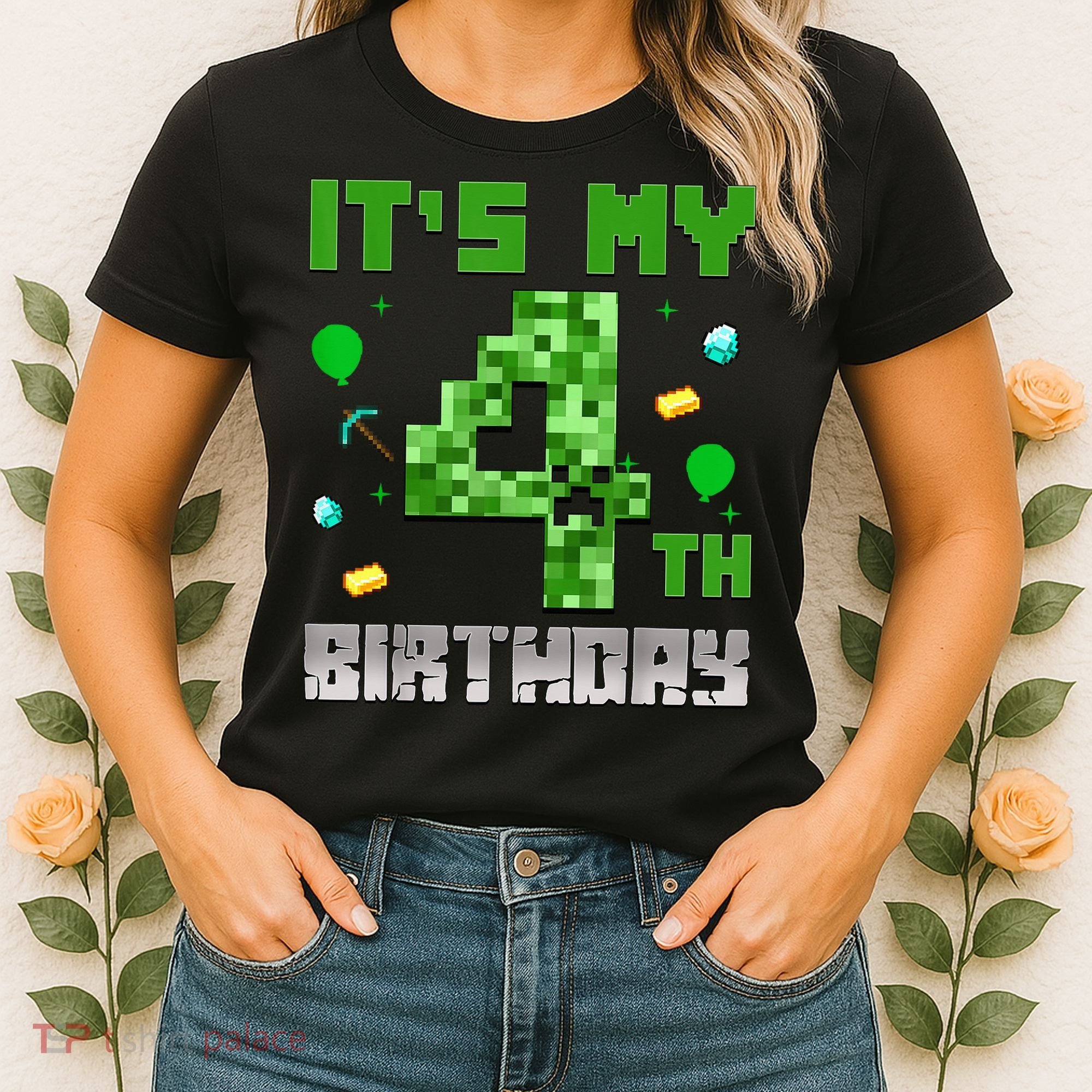 Birthday Boy It'S My 4th Birthday Video Game Pixel Women's T-Shirt