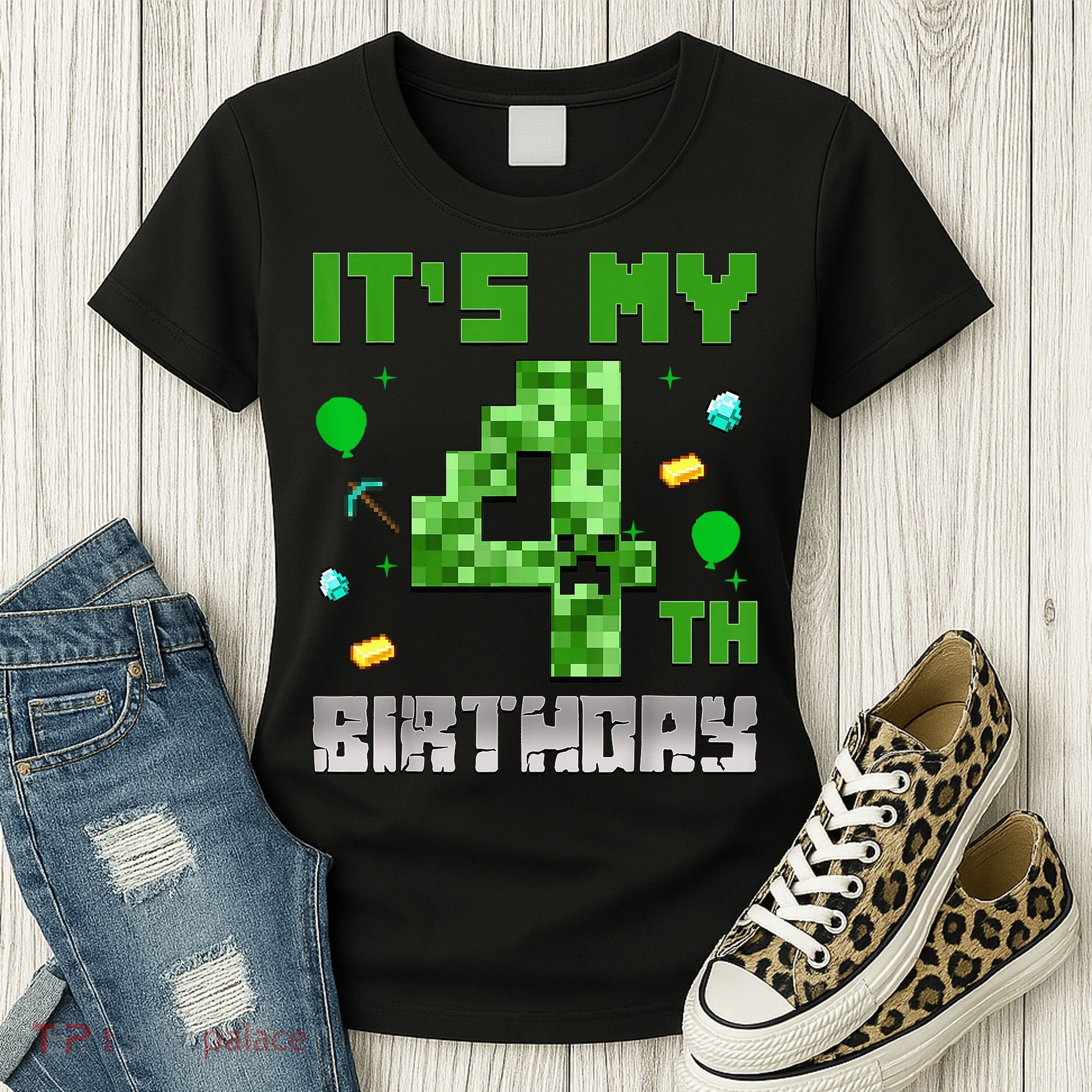 Birthday Boy It'S My 4th Birthday Video Game Pixel Women's T-Shirt