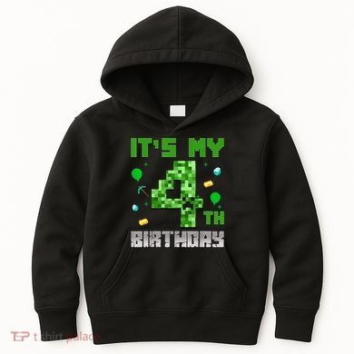 Birthday Boy It'S My 4th Birthday Video Game Pixel Kids Hoodie