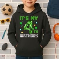 Birthday Boy It'S My 4th Birthday Video Game Pixel Kids Hoodie thumb 2