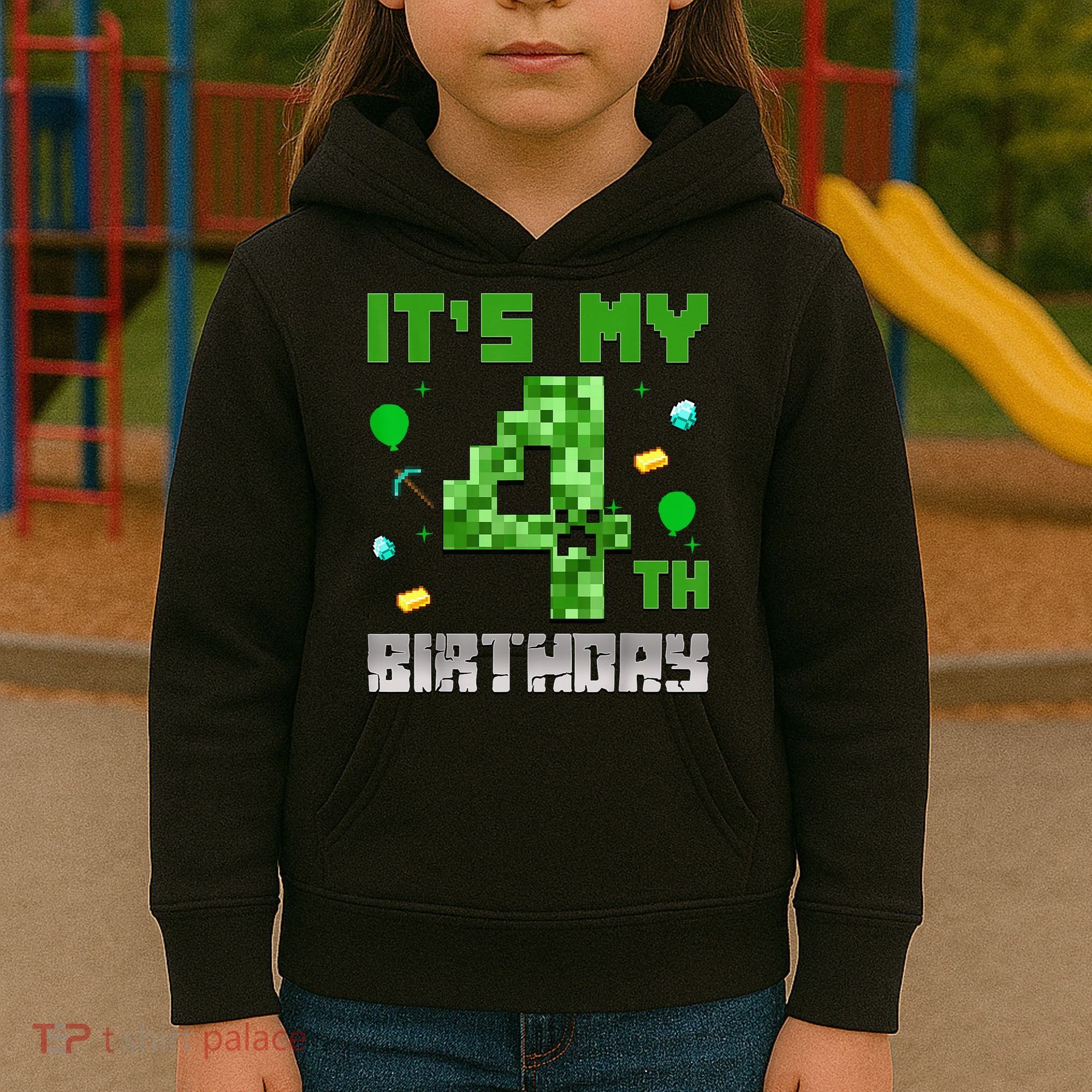 Birthday Boy It'S My 4th Birthday Video Game Pixel Kids Hoodie